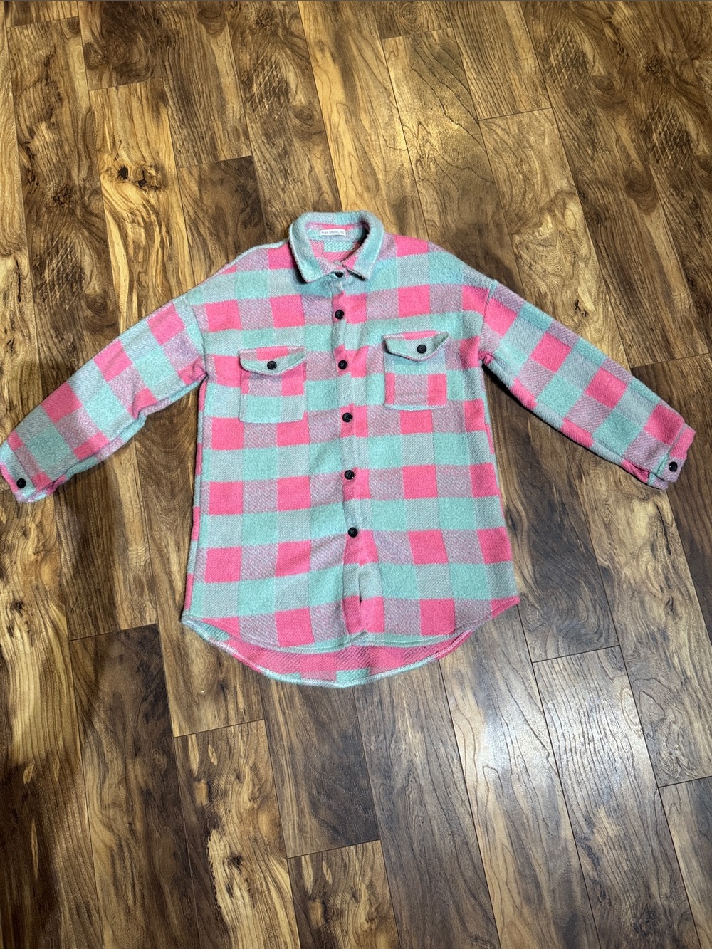 Pink & Mint Checkered Shacket